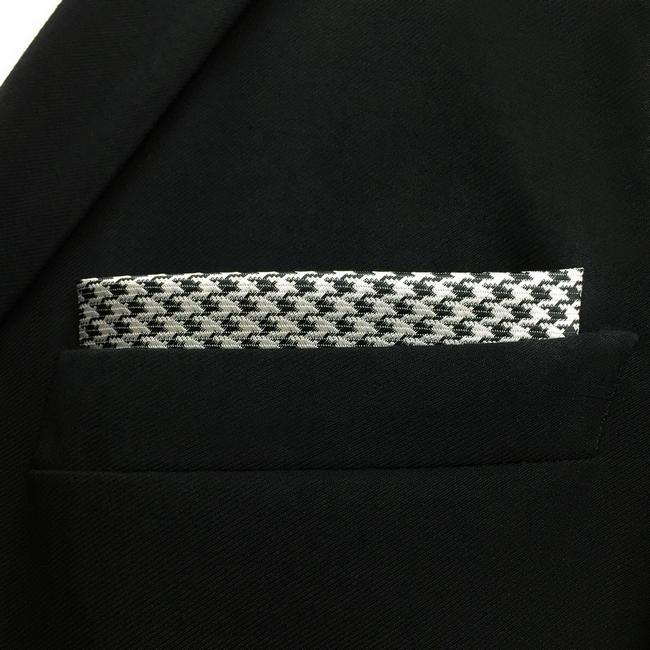 shlax & wing JH20 Checks Pattern White Black Pocket Square Mens Neckties Jacquard Woven Hanky Rebajas