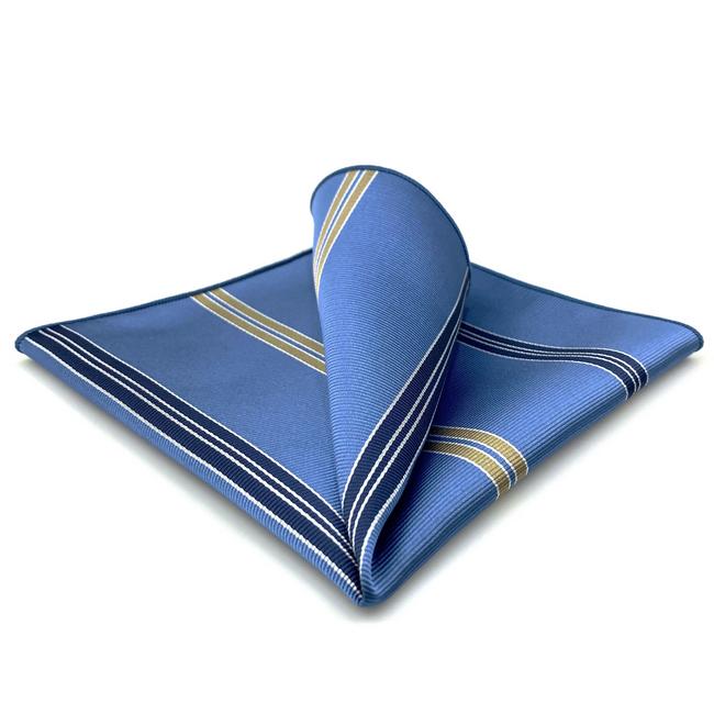 shlax & wing AH39 Steel Blue Striped Men Pocket Square Fashion Business Classic Wedding Handkerchief Gran oferta