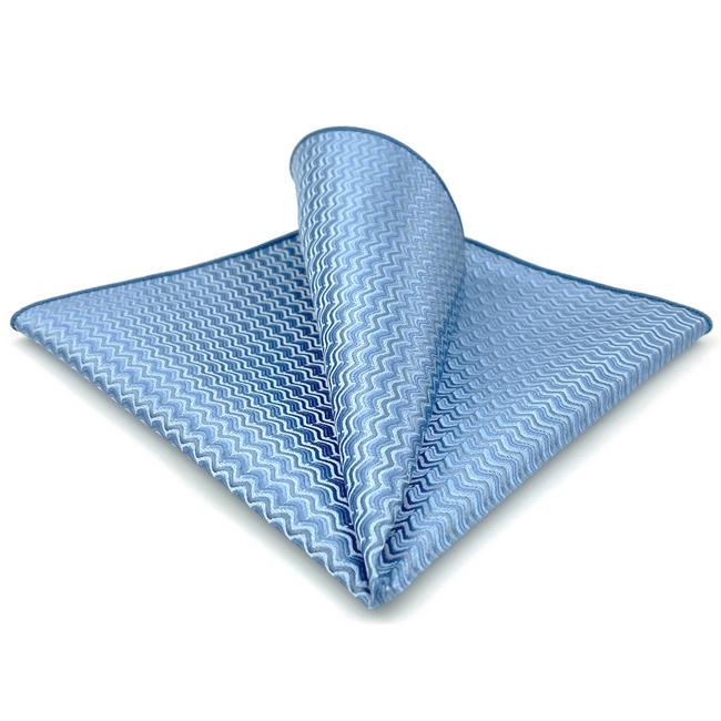 shlax & wing AH40 Steel Blue Ripple Men Hanky Accessories Fashion Party Groom Business Handkerchief Rebajas baratas