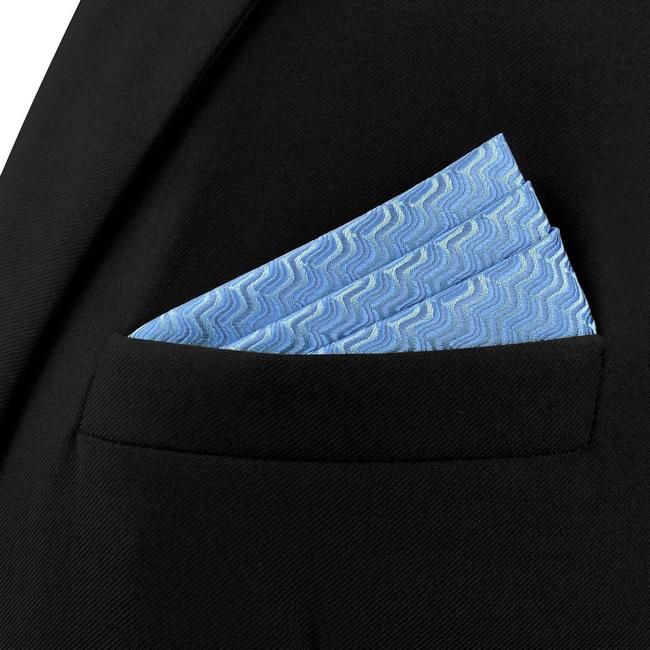 shlax & wing AH40 Steel Blue Ripple Men Hanky Accessories Fashion Party Groom Business Handkerchief Rebajas baratas