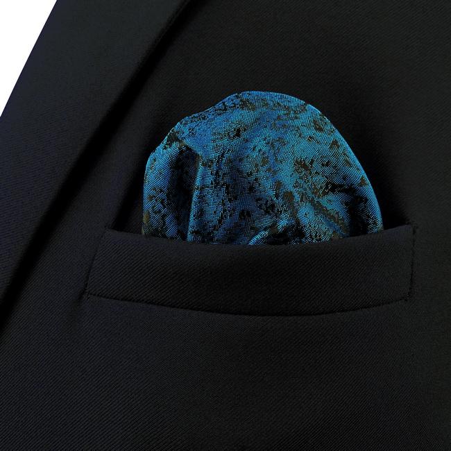 shlax & wing AH41 Dark Teal Pattern Mens Pocket Square Luxury Novelty Gift Accessories Party Handkerchief Rebajas de fábrica