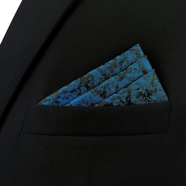 shlax & wing AH41 Dark Teal Pattern Mens Pocket Square Luxury Novelty Gift Accessories Party Handkerchief Rebajas de fábrica