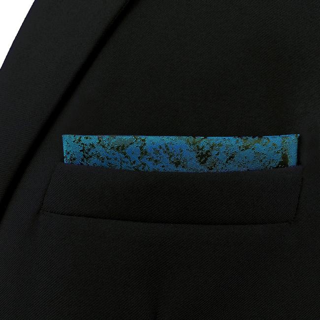 shlax & wing AH41 Dark Teal Pattern Mens Pocket Square Luxury Novelty Gift Accessories Party Handkerchief Rebajas de fábrica
