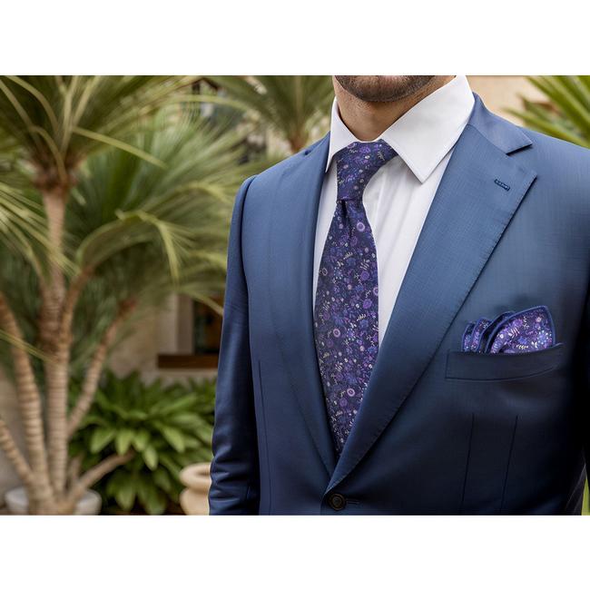 shlax & wing B52 Purple Floral Mens Neckties Pocket Square Set Classic Dress Party Fashion Extra Long Size Wedding Ventas relámpago