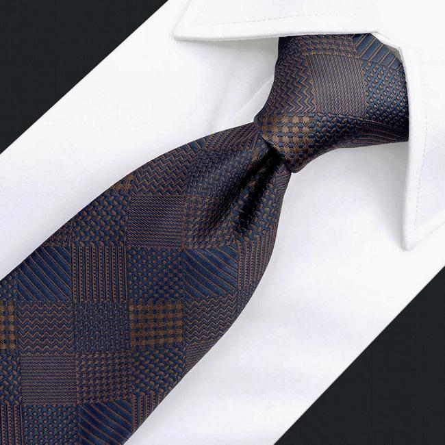 shlax & wing B53 Brown Checkes Mens Neckties Pocket Square Set Classic Fashion Business Extra Long Size Groom Descuento