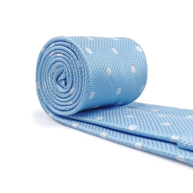 shlax & wing B55 Light Blue Polka Dots Mens Neckties Pocket Square Set Fashion Party 63″ Classic Skinny Necktie Tienda