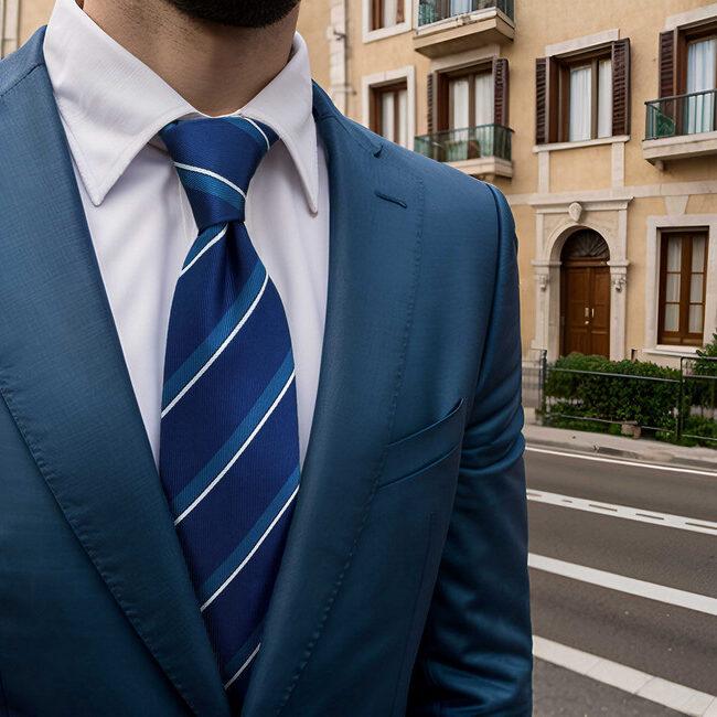 shlax & wing B59 Blue Striped Mens Neckties Pocket Square Set Fashion Party 63″ Classic Skinny Necktie Business Rebajas top