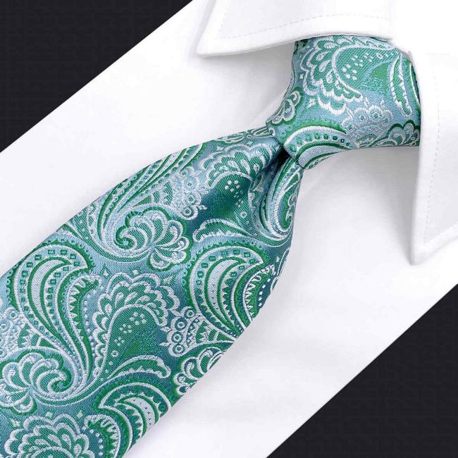 shlax & wing B61 Aqua Geometric Mens Neckties Pocket Square Set Classic Fashion Wedding Extra Long Size Oferta especial