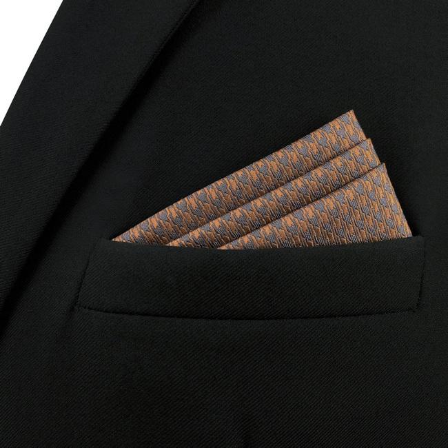 shlax & wing AH44 Mens Pocket Square Brown Gray Houndstooth Fashion Classic Party Gift Handkerchief COMPRAR AHORA