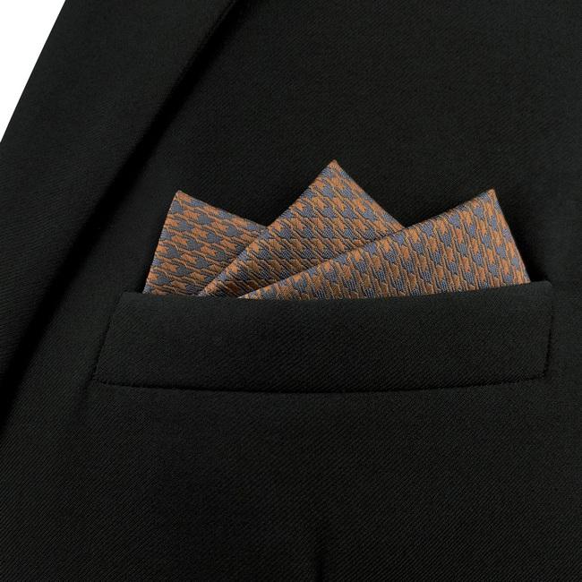 shlax & wing AH44 Mens Pocket Square Brown Gray Houndstooth Fashion Classic Party Gift Handkerchief COMPRAR AHORA