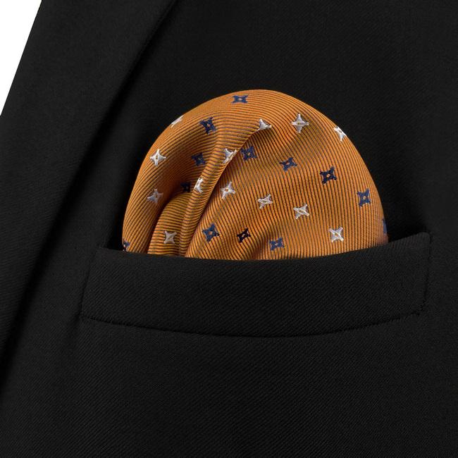 shlax & wing AH46 Orange Floral Mens Pocket Square Wedding Classic Handkerchief Gift Business Fashion ÚLTIMAS EDICIONES