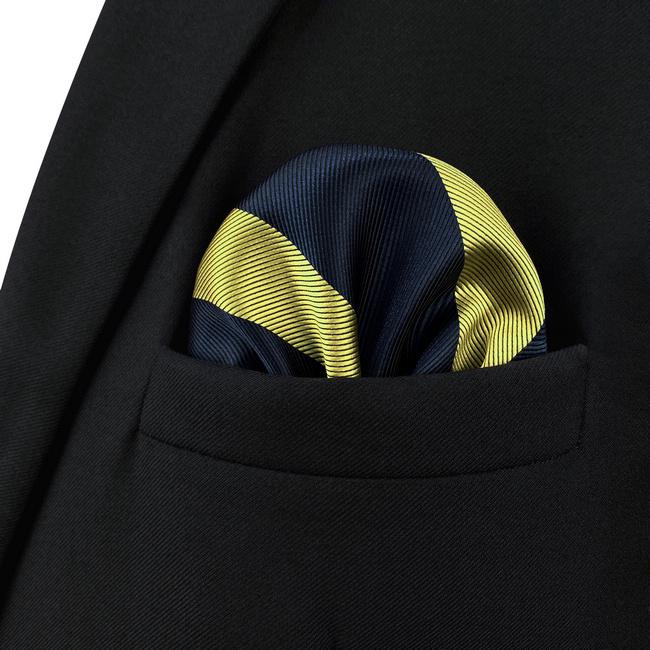 shlax & wing AH47 Blue Gold Striped Men Pocket Square Classic Fashion Business Handkerchief Últimos 2 días