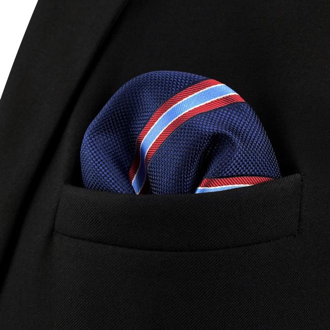 shlax & wing AH49 Blue Striped Mens Pocket Square Fashion Gift Business Handkerchief Precio de fábrica