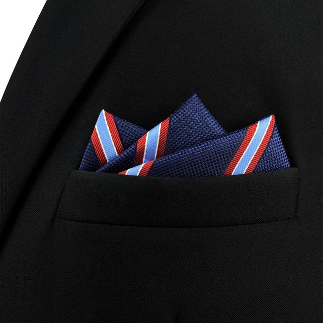 shlax & wing AH49 Blue Striped Mens Pocket Square Fashion Gift Business Handkerchief Precio de fábrica