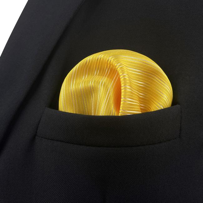shlax & wing AH50 Wedding Gold Solid Mens Pocket Square Wedding Fashion Classic Handkerchief Promoción por tiempo limitado