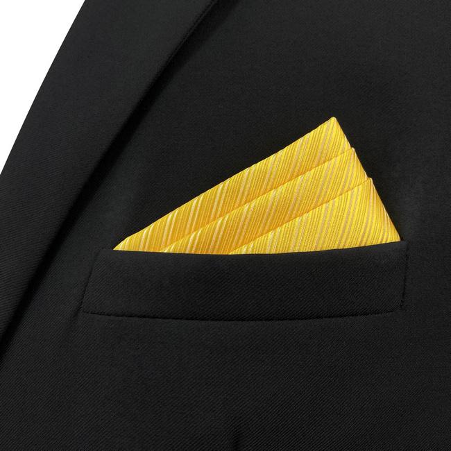 shlax & wing AH50 Wedding Gold Solid Mens Pocket Square Wedding Fashion Classic Handkerchief Promoción por tiempo limitado