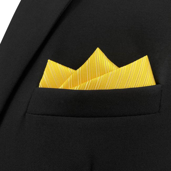 shlax & wing AH50 Wedding Gold Solid Mens Pocket Square Wedding Fashion Classic Handkerchief Promoción por tiempo limitado