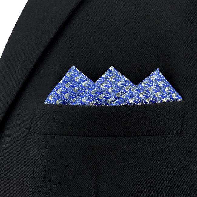 shlax & wing AH51 Blue Gold Pattern Mens Pocket Square Fashion Business Brand New Handkerchief Solo hoy
