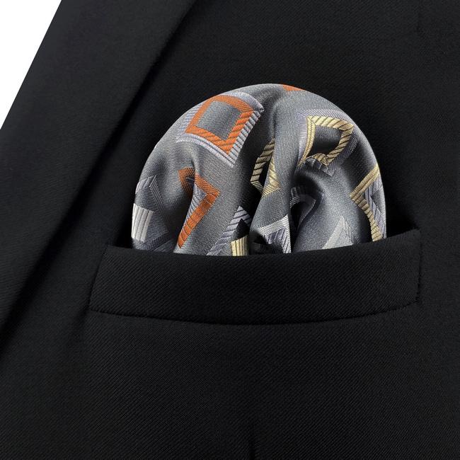 shlax & wing AH53 Grey Checkes Mens Pocket Square Classic Fashion Business Handkerchief Promoción trimestral