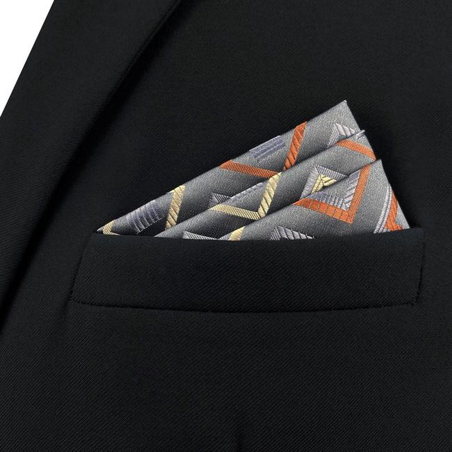 shlax & wing AH53 Grey Checkes Mens Pocket Square Classic Fashion Business Handkerchief Promoción trimestral