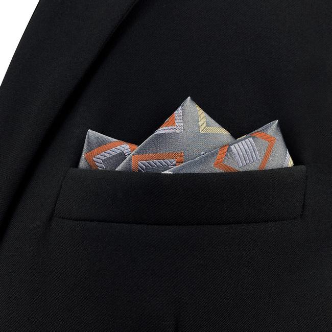 shlax & wing AH53 Grey Checkes Mens Pocket Square Classic Fashion Business Handkerchief Promoción trimestral