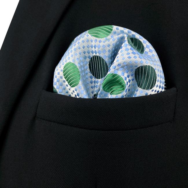 shlax & wing AH55 Emerald Green Polka Dots Mens Pocket Square Fashion Classic Wedding Handkerchief Superdescuento