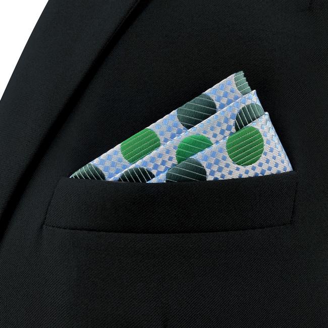 shlax & wing AH55 Emerald Green Polka Dots Mens Pocket Square Fashion Classic Wedding Handkerchief Superdescuento