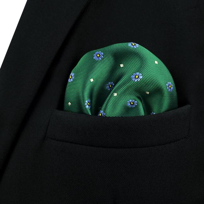 shlax & wing AH56 Green Floral Mens Pocket Square Wedding Fashion Acceossories Gift Handkerchief Grandes descuentos