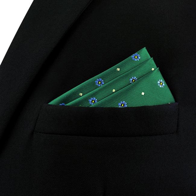 shlax & wing AH56 Green Floral Mens Pocket Square Wedding Fashion Acceossories Gift Handkerchief Grandes descuentos