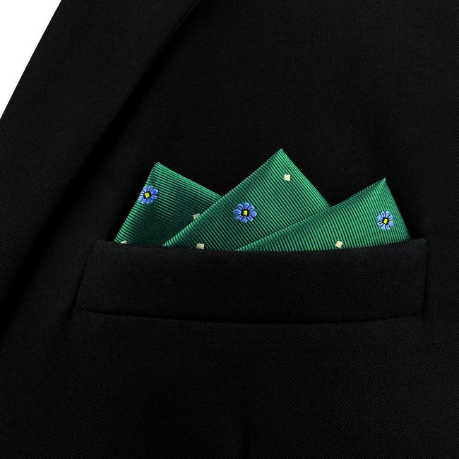 shlax & wing AH56 Green Floral Mens Pocket Square Wedding Fashion Acceossories Gift Handkerchief Grandes descuentos