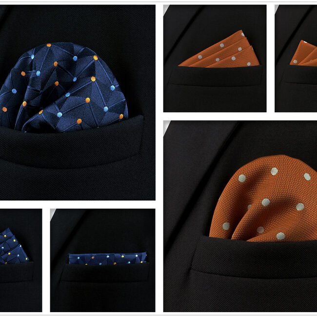 shlax & wing 5 Pieces Polka Dots Mens Pocket Square Set Brand New Gift Classic Acceossories 5-16 Liquidación