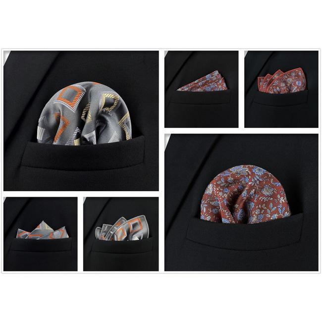 shlax & wing 5 Pieces Mens Pocket Square Assorted Fashion Gift Classic Handkerchiefs Set 2-102 En oferta