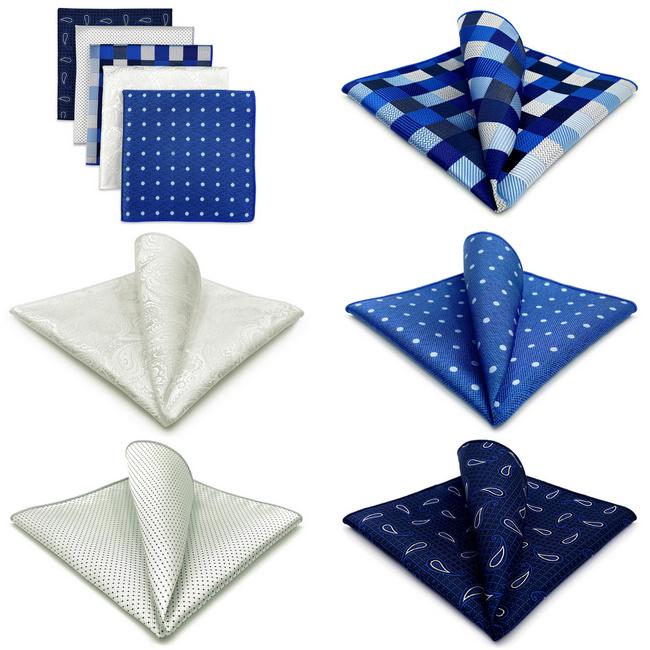 shlax & wing 5 Pieces Mens Pocket Square Assorted Fashion Gift Classic Handkerchiefs Set 2-96 Libre de impuestos