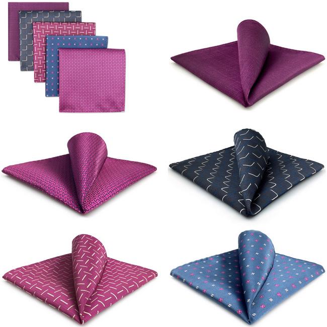 shlax & wing 5 Pieces Assorted Fashion Mens Pocket Square Classic Handkerchiefs Set 2-39 Última moda