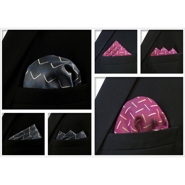 shlax & wing 5 Pieces Assorted Fashion Mens Pocket Square Classic Handkerchiefs Set 2-39 Última moda