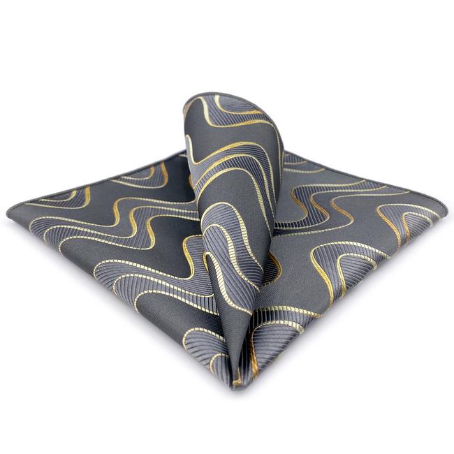 shlax & wing AH61 Grey Ripple Mens Pocket Square Gift Fashion Accessories Gift Handkerchief Rebajas de fin de temporada
