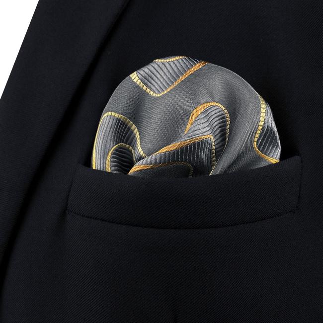 shlax & wing AH61 Grey Ripple Mens Pocket Square Gift Fashion Accessories Gift Handkerchief Rebajas de fin de temporada