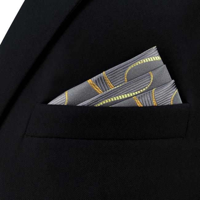 shlax & wing AH61 Grey Ripple Mens Pocket Square Gift Fashion Accessories Gift Handkerchief Rebajas de fin de temporada