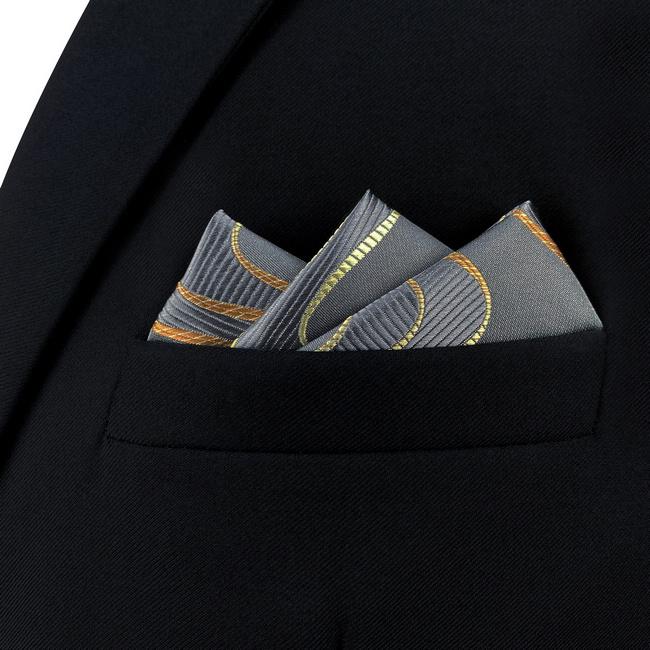shlax & wing AH61 Grey Ripple Mens Pocket Square Gift Fashion Accessories Gift Handkerchief Rebajas de fin de temporada