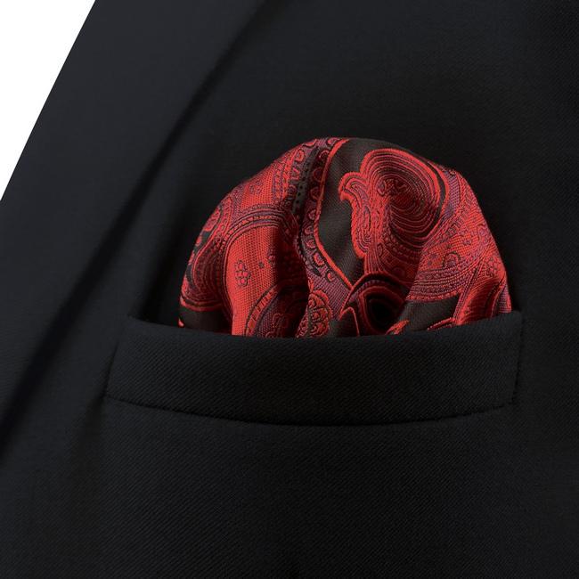 shlax & wing AH62 Red Paisley Mens Pocket Square Wedding Fashion Groom Party Handkerchief Precio ultrabajo
