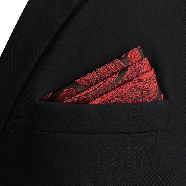 shlax & wing AH62 Red Paisley Mens Pocket Square Wedding Fashion Groom Party Handkerchief Precio ultrabajo