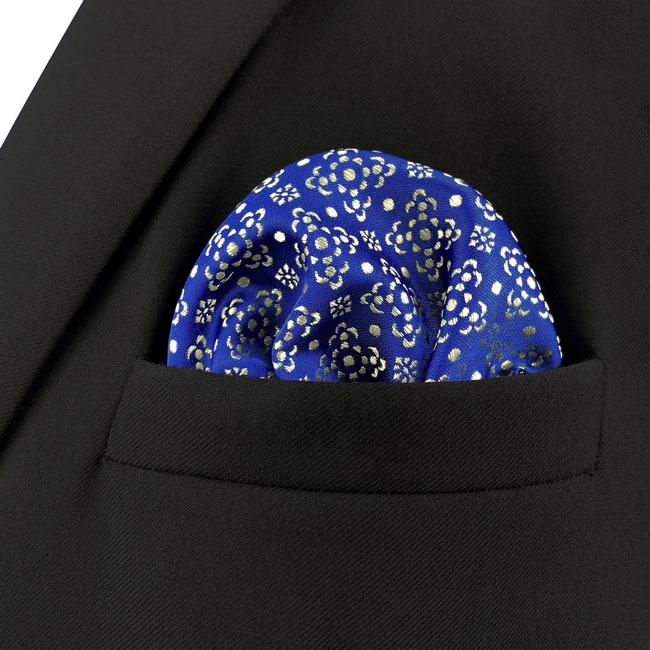 shlax & wing AH63 Royal Blue Floral Mens Pocket Square Party Classic Fashion Business Handkerchief Devoluciones gratuitas