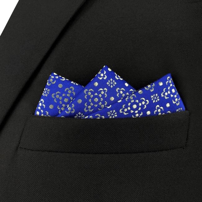 shlax & wing AH63 Royal Blue Floral Mens Pocket Square Party Classic Fashion Business Handkerchief Devoluciones gratuitas