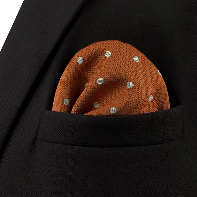 shlax & wing AH64 Orange Dots Mens Pocket Square Fashion Classic Wedding Party Gift Handkerchief 2025