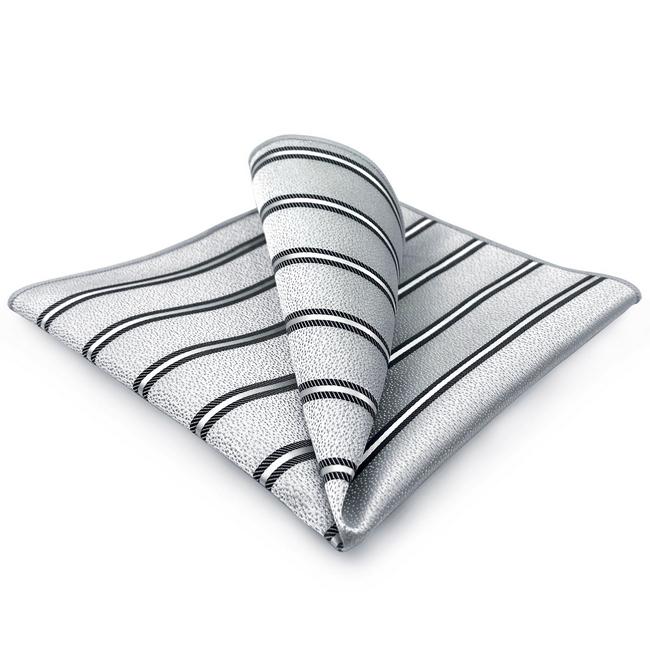 shlax & wing AH65 White Striped Mens Pocket Square Fashion Gift Business Dress Handkerchief En línea