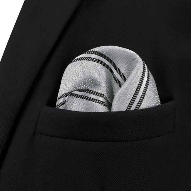 shlax & wing AH65 White Striped Mens Pocket Square Fashion Gift Business Dress Handkerchief En línea