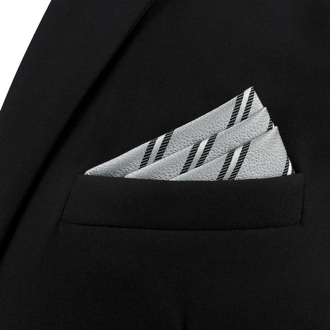 shlax & wing AH65 White Striped Mens Pocket Square Fashion Gift Business Dress Handkerchief En línea