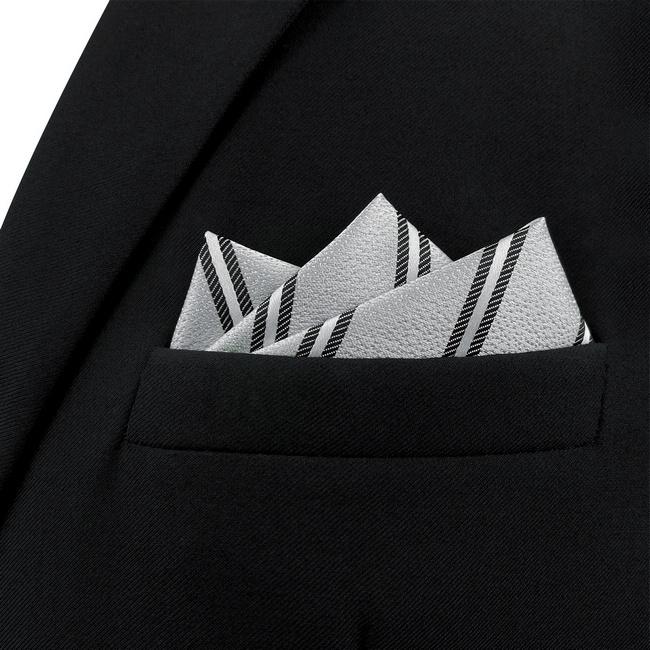 shlax & wing AH65 White Striped Mens Pocket Square Fashion Gift Business Dress Handkerchief En línea