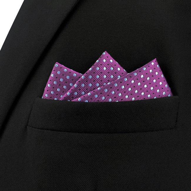 shlax & wing AH66 Purple Dots Mens Pocket Square Fashion Wedding Acceossories Classic Party Handkerchief Outlet