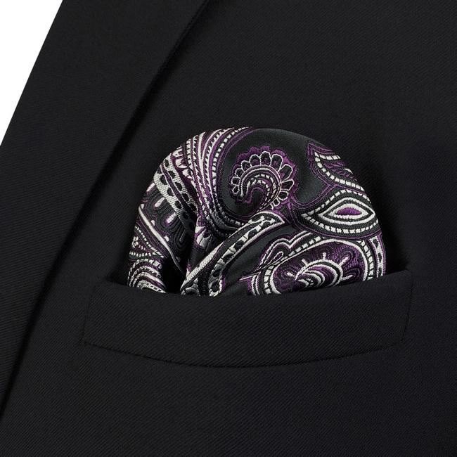 shlax & wing AH72 Dark Purple Paisley Mens Handkerchief Fashion Classic Wedding Party Gift Handkerchief Ofertas